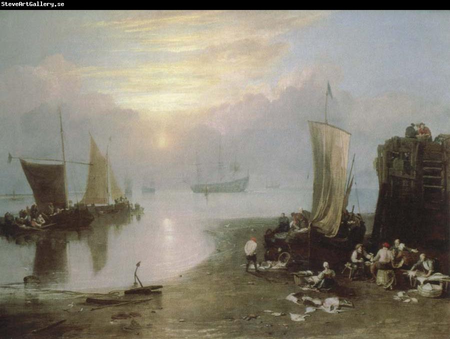J.M.W. Turner sun rising through vapour:fishermen cleaning and selling fish